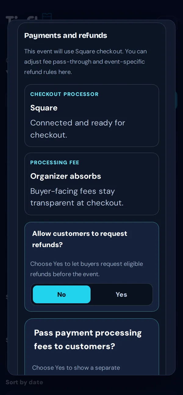 Step 3, Payments and refunds